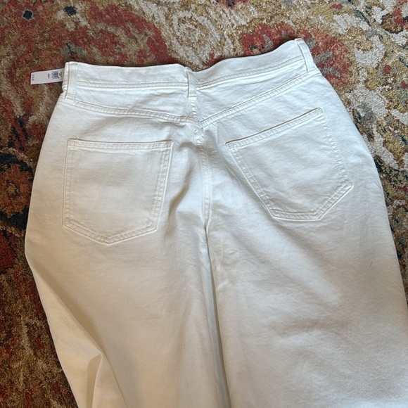 Gap Pleated High Rise Wide Leg Off-white Denim Trouser NWT 8P - Picture 5 of 6